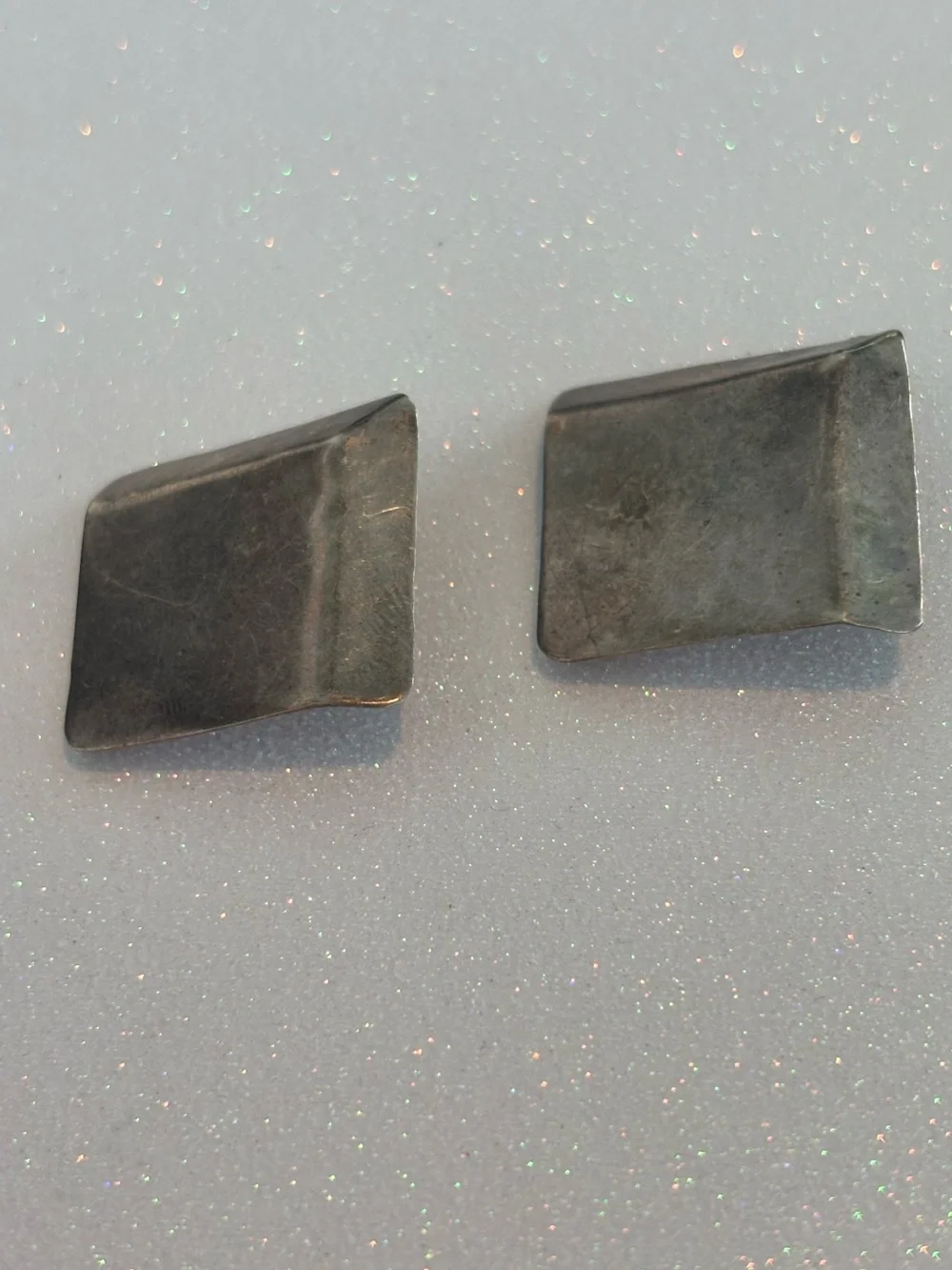 Vintage Sterling Silver Modernist Clip Earrings